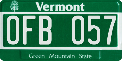 VT license plate OFB057