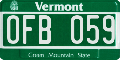 VT license plate OFB059