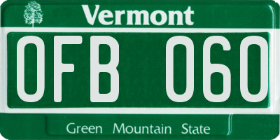 VT license plate OFB060