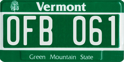 VT license plate OFB061