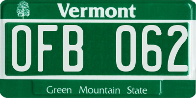 VT license plate OFB062