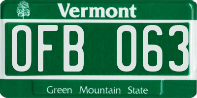 VT license plate OFB063