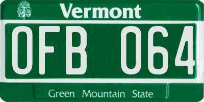 VT license plate OFB064