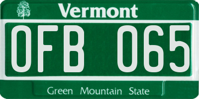 VT license plate OFB065