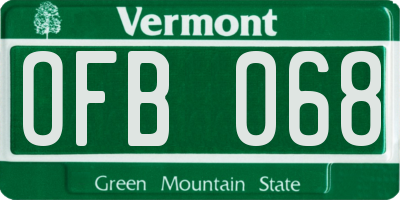 VT license plate OFB068