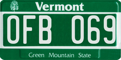 VT license plate OFB069