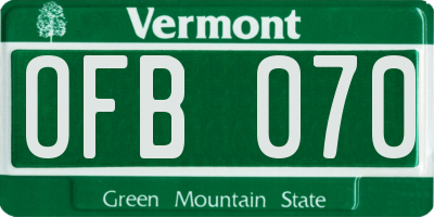 VT license plate OFB070