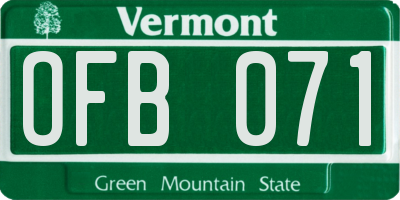 VT license plate OFB071
