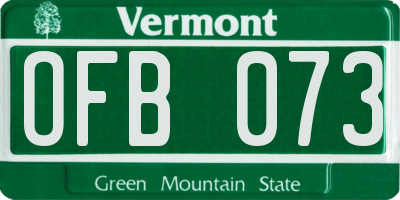 VT license plate OFB073