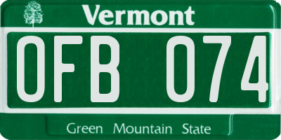 VT license plate OFB074