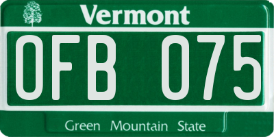VT license plate OFB075