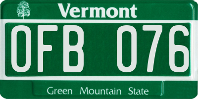 VT license plate OFB076