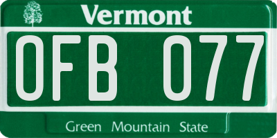 VT license plate OFB077