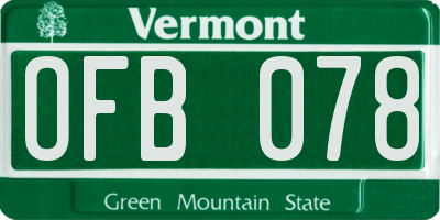 VT license plate OFB078