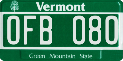 VT license plate OFB080
