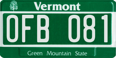 VT license plate OFB081