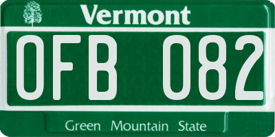 VT license plate OFB082