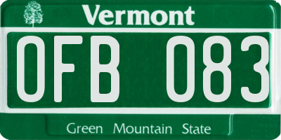 VT license plate OFB083
