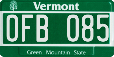 VT license plate OFB085
