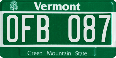 VT license plate OFB087