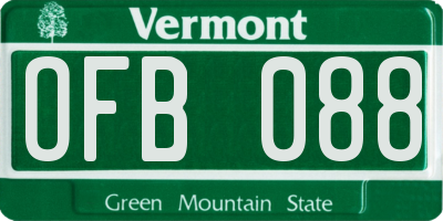 VT license plate OFB088