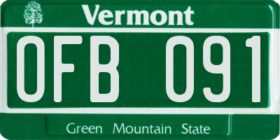 VT license plate OFB091