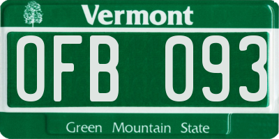 VT license plate OFB093
