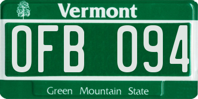 VT license plate OFB094