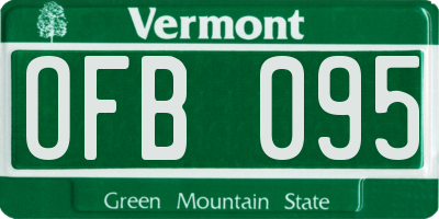 VT license plate OFB095