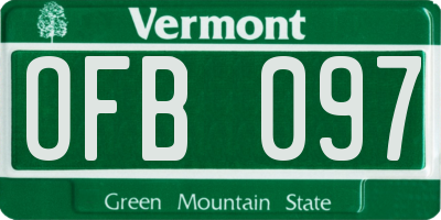 VT license plate OFB097