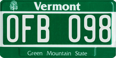 VT license plate OFB098