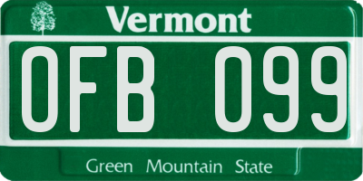 VT license plate OFB099