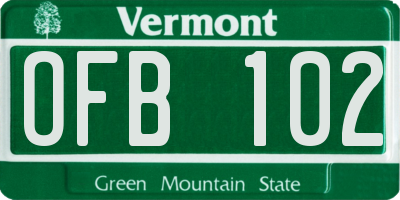 VT license plate OFB102