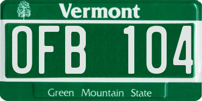 VT license plate OFB104