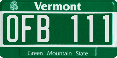 VT license plate OFB111