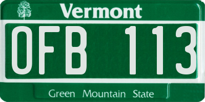 VT license plate OFB113