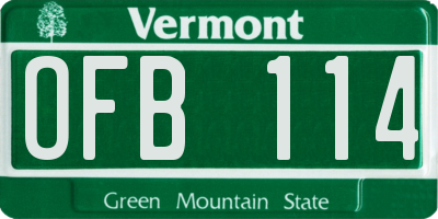 VT license plate OFB114