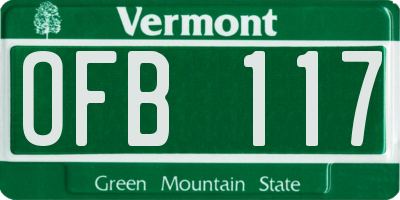 VT license plate OFB117
