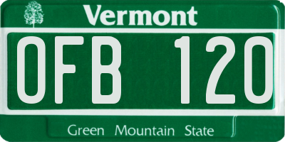 VT license plate OFB120