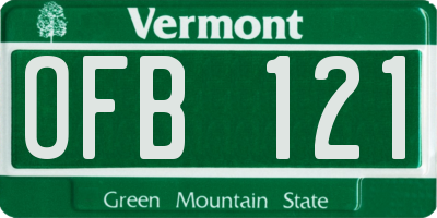 VT license plate OFB121