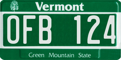 VT license plate OFB124