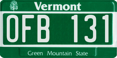 VT license plate OFB131