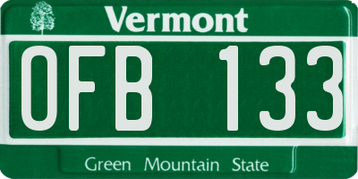 VT license plate OFB133