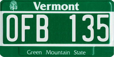 VT license plate OFB135