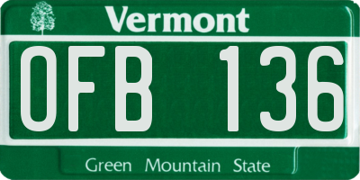 VT license plate OFB136