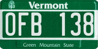 VT license plate OFB138