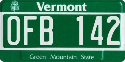 VT license plate OFB142