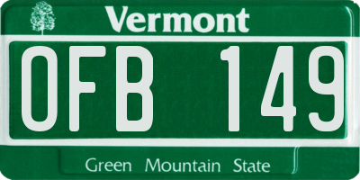 VT license plate OFB149