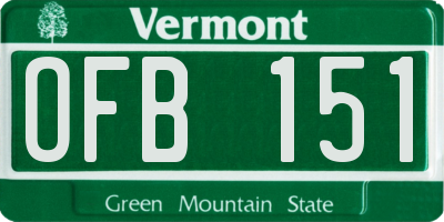 VT license plate OFB151