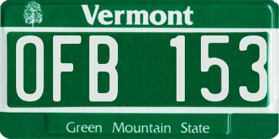 VT license plate OFB153